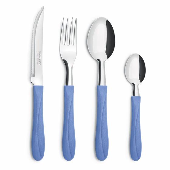 Imagem de Faqueiro com 25 peças em Pote - Azul sereno