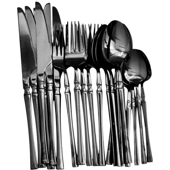 Faqueiro de luxo Preto Slim Talheres de aço Inoxidavel 24pç Menor preço em Faqueiro de luxo Preto Slim Talheres de aço Inoxidavel 24pç