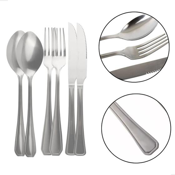 Imagem de Faqueiro Inox Talheres 06peças Cozinha Jogo Mesa Posta Prata Luxo Premium Kit Victoria