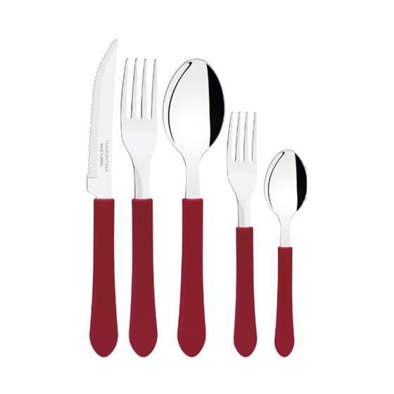 Imagem de Faqueiro Inox Tramontina Leme 20 Peças - Vermelho