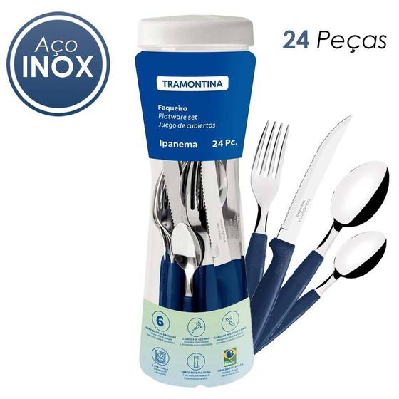 Imagem de Faqueiro ipanema inox 24 pecas azul 23399191