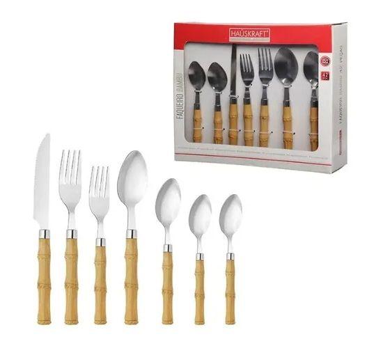 Faqueiro Jogo de Talheres Talher Bambu 42 Peças Inox Colher Garfo Faca Hauskraft Menor preço em Faqueiro Jogo de Talheres Talher Bambu 42 Peças Inox Colher Garfo Faca Hauskraft