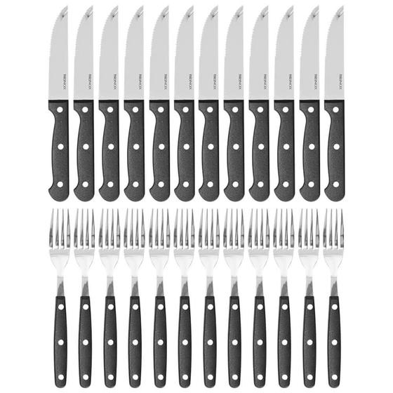 Imagem de Faqueiro Jumbo para Churrasco Inox 24 peças Preto Brinox 2554/107-2