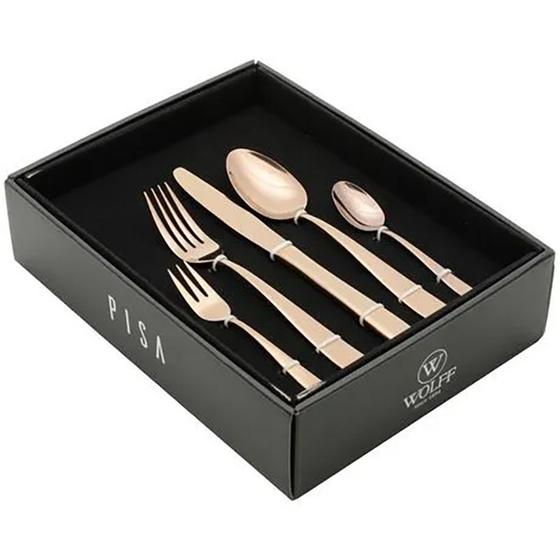 Faqueiro Pisa em inox rose gold Wolff 30 peças Menor preço em Faqueiro Pisa em inox rose gold Wolff 30 peças