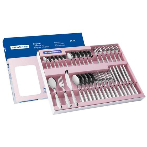 Faqueiro Tramontina Laguna Aço Inox com Facas para Churrasco em Acabamento Brilho 36 Peças 66906794 Menor preço em Faqueiro Tramontina Laguna Aço Inox com Facas para Churrasco em Acabamento Brilho 36 Peças 66906794