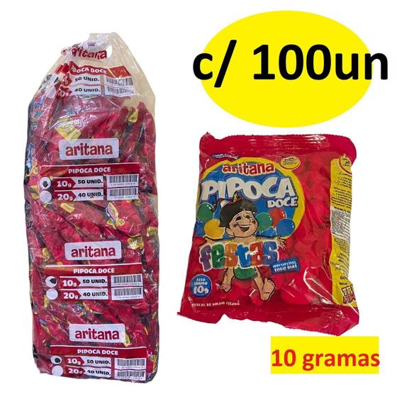 Imagem de Fardo De Mini Pipoca Doce Com 100 Un De 10Gr Aritana Festas