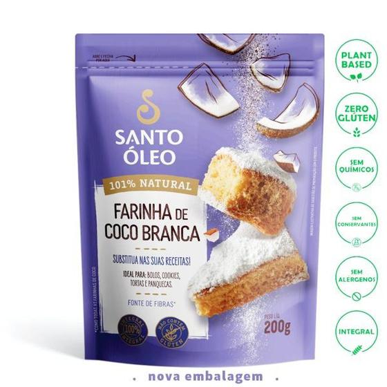 Imagem de Farinha de coco branca 200 g - Santo Óleo - 01 un