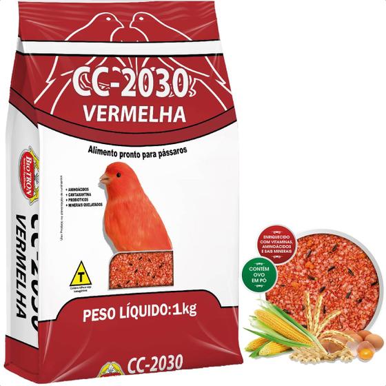 Imagem de Farinhada Cc 2030 Vermelha 1kg Biotron Alimento Para Aves e Pássaros Com Fator Vermelho