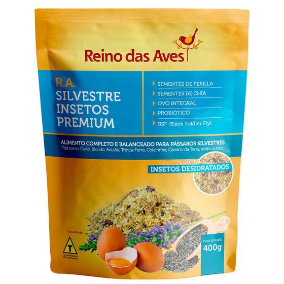 Imagem de Farinhada RA Criador Silvestres Premium Inseto BSF 400g Perila Chia Ovo Alimento Passarinho Vitamina