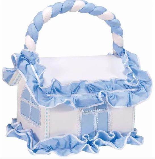 Imagem de Farmacinha para Quarto do Bebê Trançado Azul com Branco 01 Peça - Coleção Sensação - Happy Baby