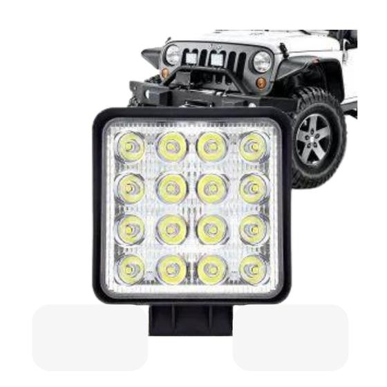 Imagem de Farol auxiliar de led slim quadrado 16 leds grande 48w und