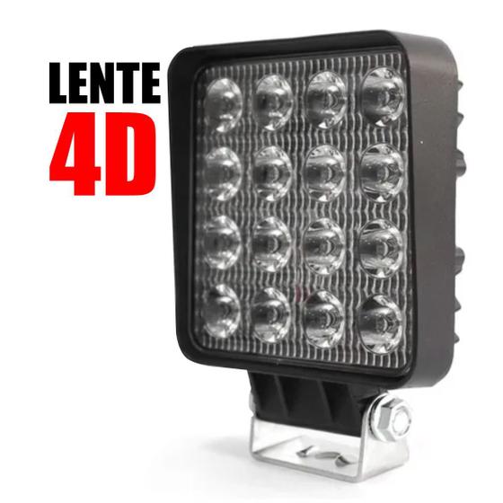 Imagem de Farol Auxiliar Milha 4D 48w 16 Led 6000k Bivolt Universal