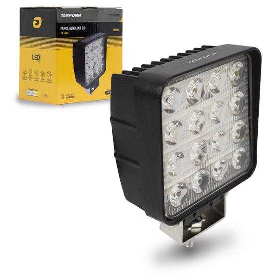 Imagem de Farol Auxiliar Tarponn Quadrado 16 LEDs 48W 9-60V 6000K 3500lm IP67 Universal