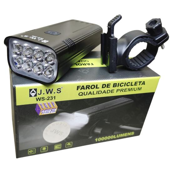 Farol Bicicleta 8 Leds T6 Bike C/ Powerbank Usb Recarregável JWS WS-231 Menor preço em Farol Bicicleta 8 Leds T6 Bike C/ Powerbank Usb Recarregável JWS WS-231