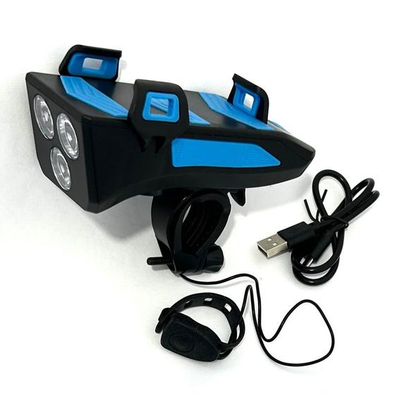 Imagem de Farol Bicicleta NIPARTE 3 LEDs T6 com Buzina Suporte Celular