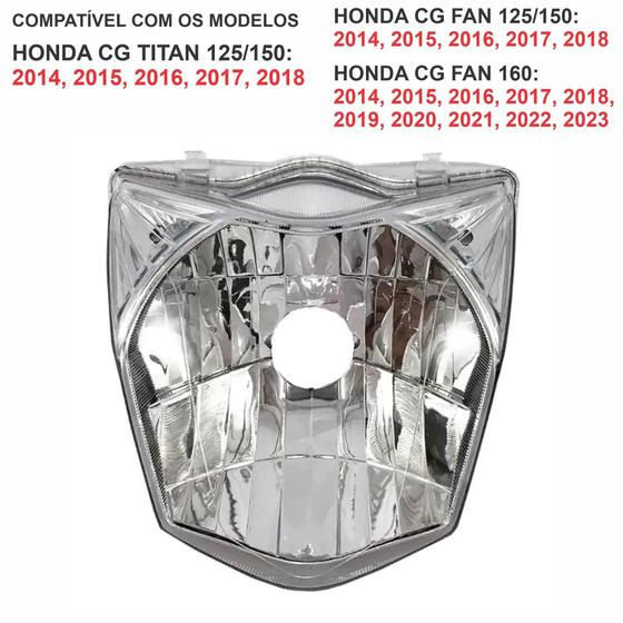 Imagem de Farol Bloco Óptico Honda Cg 125 /150/160 Titan Fan 2014/2018