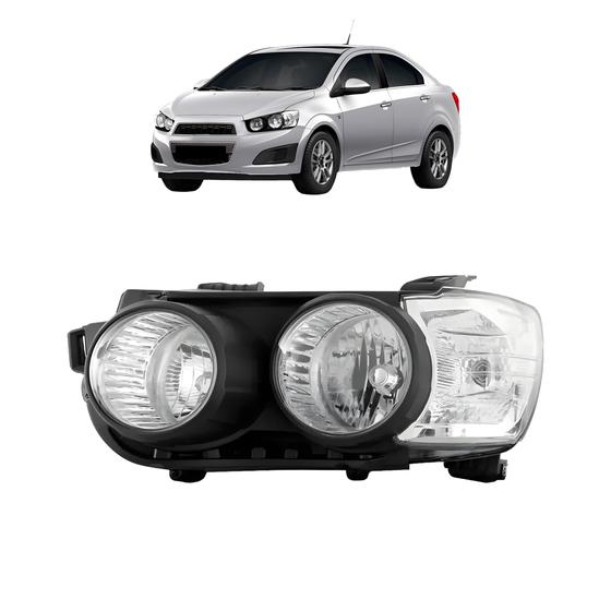 Imagem de Farol chevrolet sonic 2012 2013 2014 aro preto esquerdo