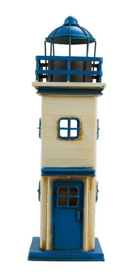 Imagem de Farol Cofrinho Azul 34x10.5x10.5cm Estilo Retrô Vintage