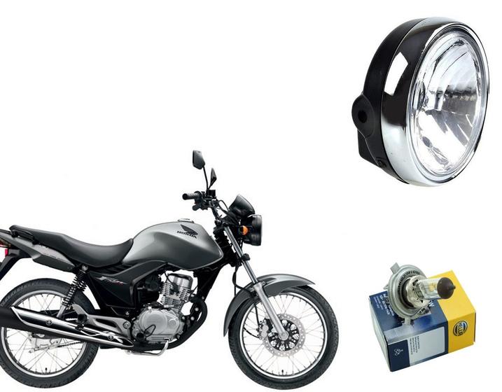 Imagem de Farol Completo Cg Titan 150 Sport + Lâmpada Farol Hella Ano 2000 Até 2013