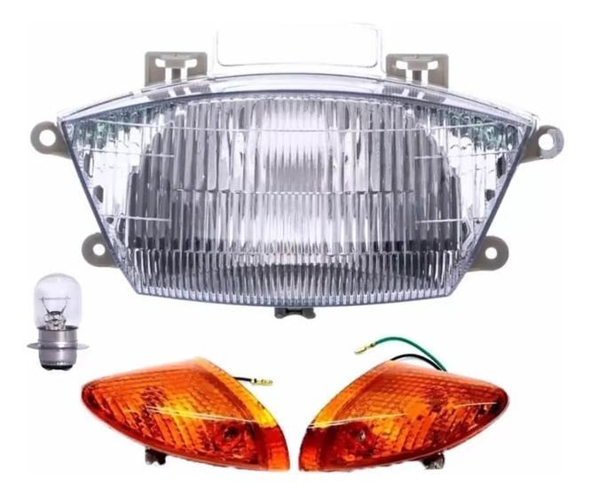 Imagem de Farol Completo Com Setas Piscas Dianteiro Honda Biz 100 1998 1999 2000 2001 2002 2003 2004 2005 Com Lampada