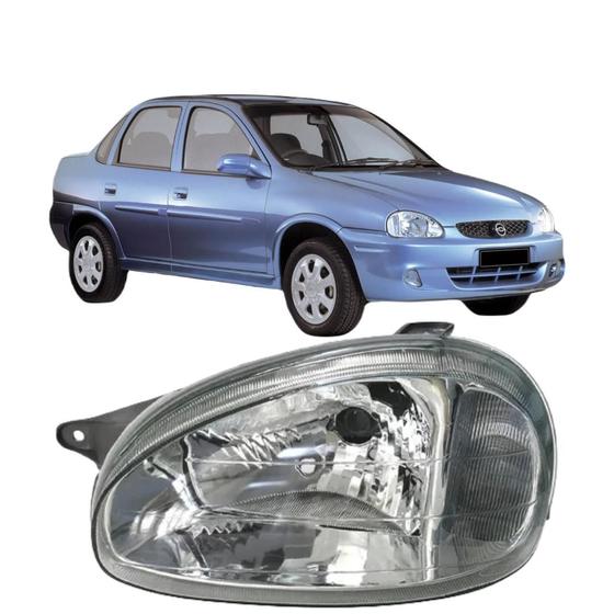 Imagem de Farol corsa sedan cromado 1994 a 2002 esquerdo vidro