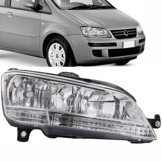 Imagem de Farol Cromado Foco Duplo Fiat Idea Todos 2005 até 2010