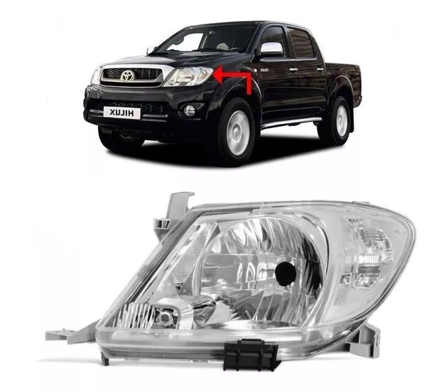 Imagem de Farol Cromado Foco Simples Hilux 2009 2010 2011 Esquerdo