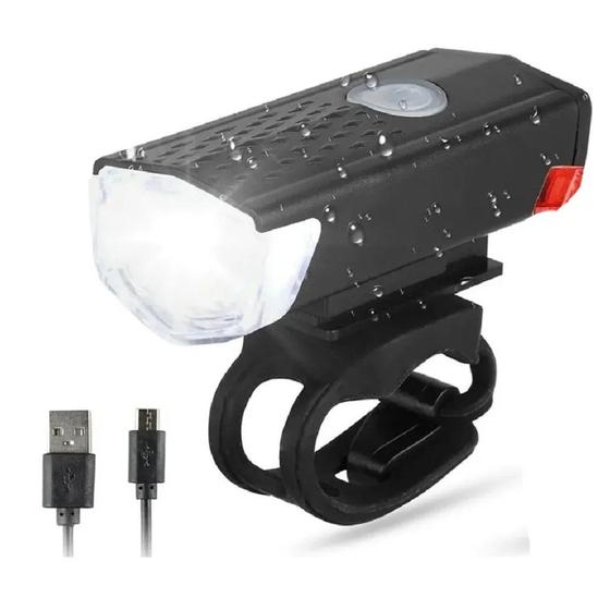 Imagem de Farol De Led Lanterna Recarregável Para Bicicleta Com Cabo Usb