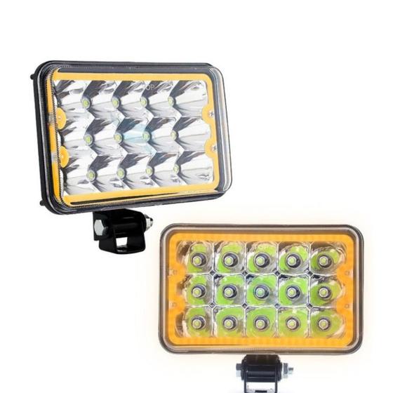 Imagem de Farol De Led Retangular 10X17Cm 15 Leds 45W Pisca/Seta Ambar