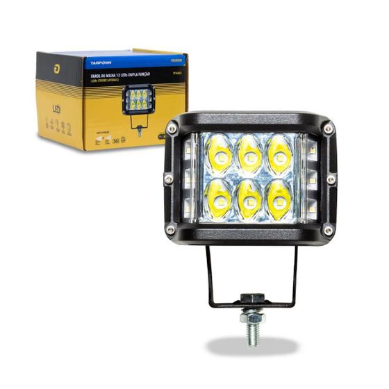 Imagem de Farol De Milha 12 Leds Dupla 6000K Strobe Laterais 36W