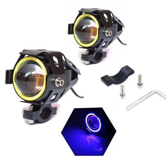 Farol de Milha Branco Motocicleta Angel Eyes Azul O Par Neblina Menor preço em Farol de Milha Branco Motocicleta Angel Eyes Azul O Par Neblina