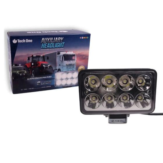 Imagem de Farol De Milha Led 12/24V 6000K 8 Leds Retangular Tech One