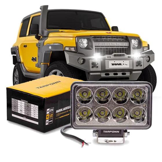 Farol De Milha Off-Road Retangular 8 Led 24W 9V/60V Caminhão - Tarponn ...