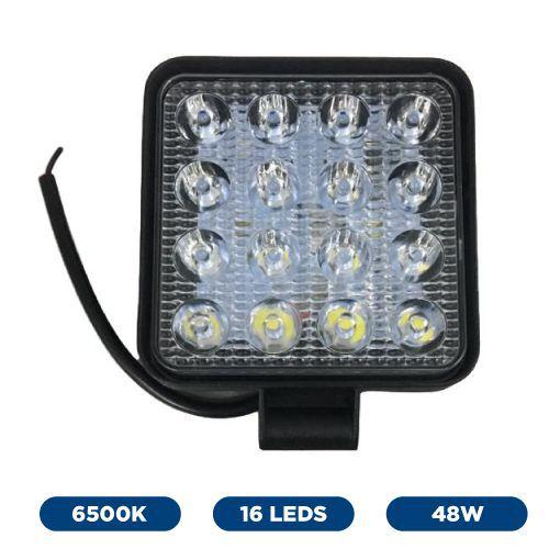 Imagem de Farol De Milha Quadrado 16 Leds 48W 12/24V Universal