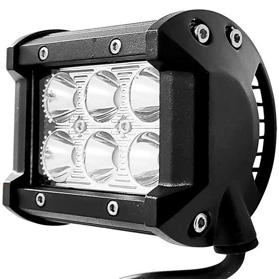 Imagem de Farol De Milha Universal Quadrado 6 Leds 18w Super Potente Guincho Carro Moto Maquina Trator C/ 2 Modos - Strobo / Pisca