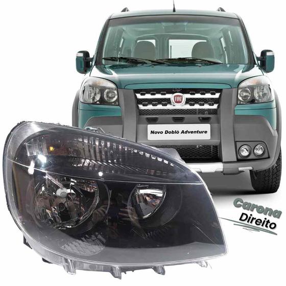 Imagem de Farol Dianteiro Direito Fiat Doblo Adventure 2010 2011 2012 2013 2014 2015 2016 2017 2018 2019 2020 2021 Mascara Negra