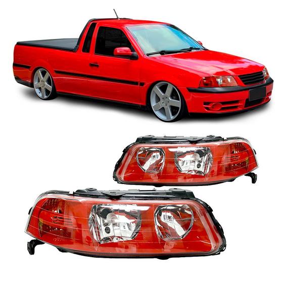 Imagem de Farol Dianteiro Gol Parati Saveiro G3 1999 A 2005 Máscara Vermelho Coral