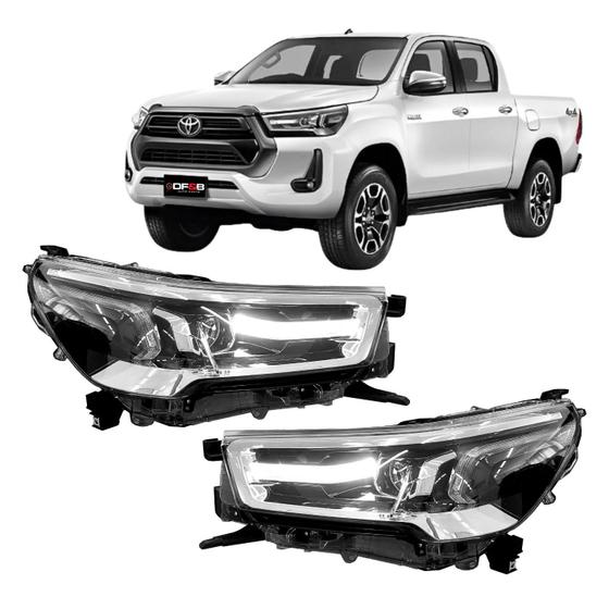 Imagem de Farol Dianteiro Hilux 2021 a 2024 Full LED SR SRV SRX Cromado Plug and Play
