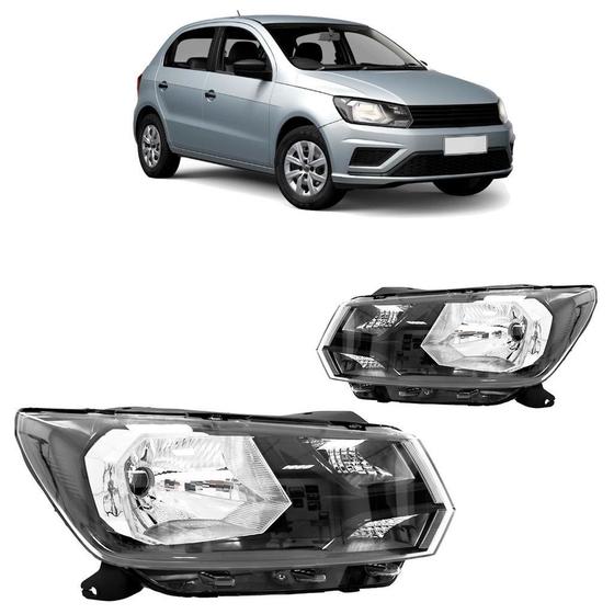 Imagem de Farol Dianteiro Saveiro 2018 A 2020 G7 Gol Voyage G8 Máscara Negra