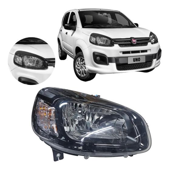 Imagem de Farol direito uno 2015 2016 2017 2018 2019 2020 2021 fiorino 2021 a 2024 direito mascara negra original fiat