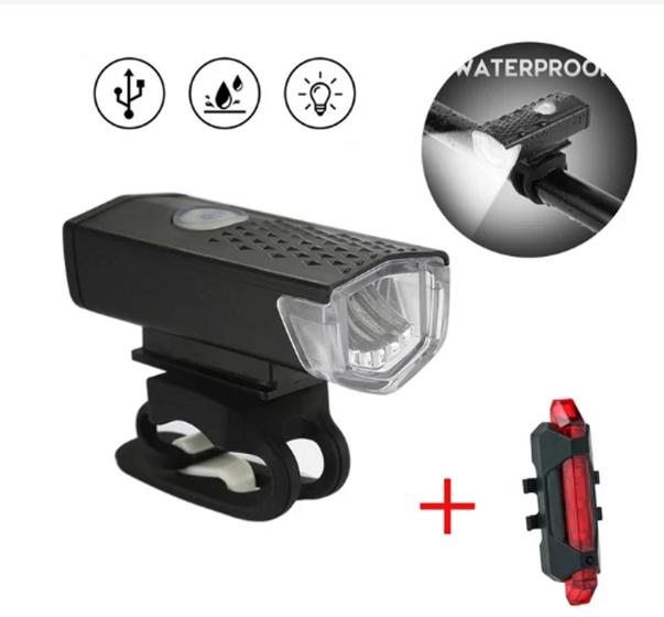 Imagem de Farol e lanterna recarregável USB a prova d'água para ciclista Mtb 