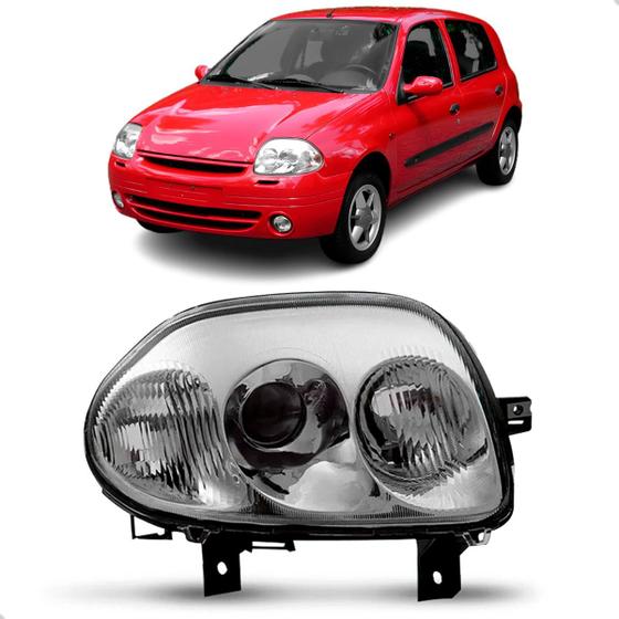 Imagem de Farol Elétrico Clio 1999 A 2002 Foco Duplo Cromado Sem Motor