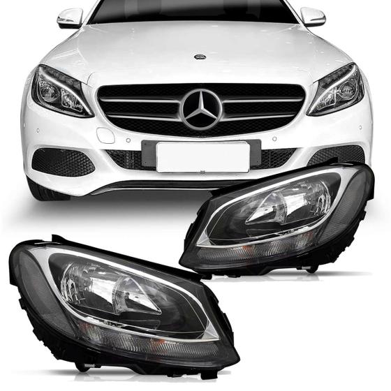 Imagem de Farol Elétrico Mercedes Benz C200 2015 2016 2017 2018 Foco Duplo com Setas LED