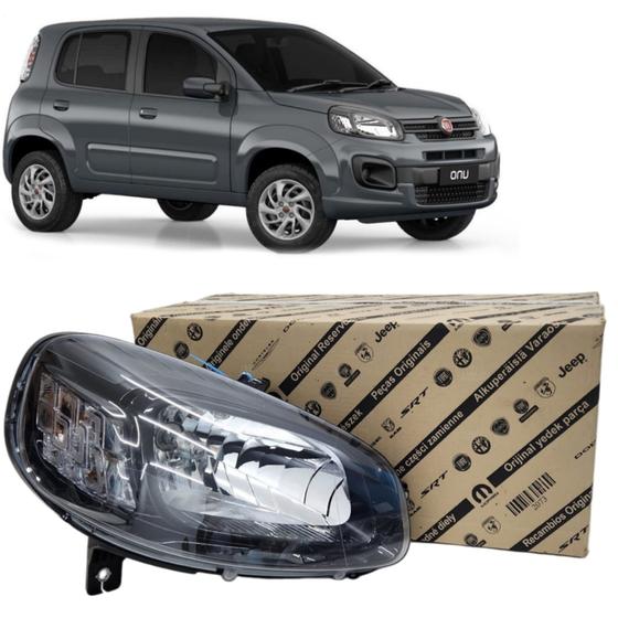 Imagem de Farol Fiat Novo Uno 2015 2016 2017 2018 2019 2020 2021 Mascara Negra Lado Direito Original