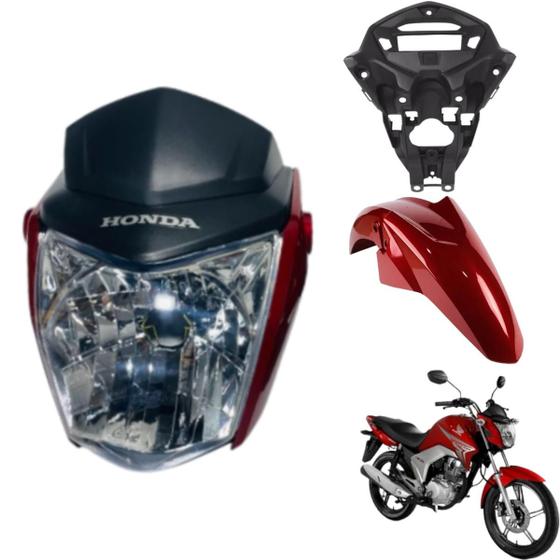 Imagem de Farol Frente Frontal Com Aranha do Painel Cg Titan 150 Modelo 2014 / 2015 + Paralama Dianteiro