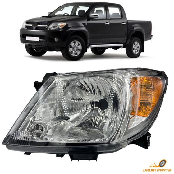 Imagem de Farol Hilux Pick Up 2005 06 07 2008 Cromado Pisca Âmbar