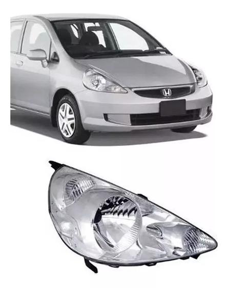 Imagem de Farol Honda Fit 2003 2004 2005 2006 2007 2008 Cromado Lado Direito