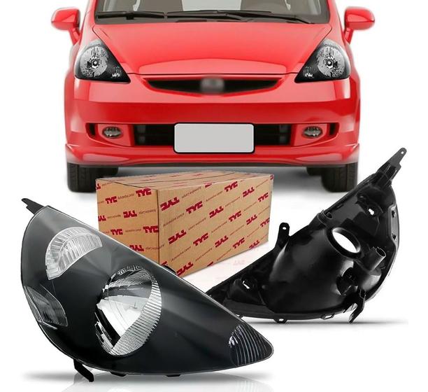 Imagem de Farol Honda Fit / 2003 A 2008 - Lado Esquerdo (Motorista)  Máscara Negra