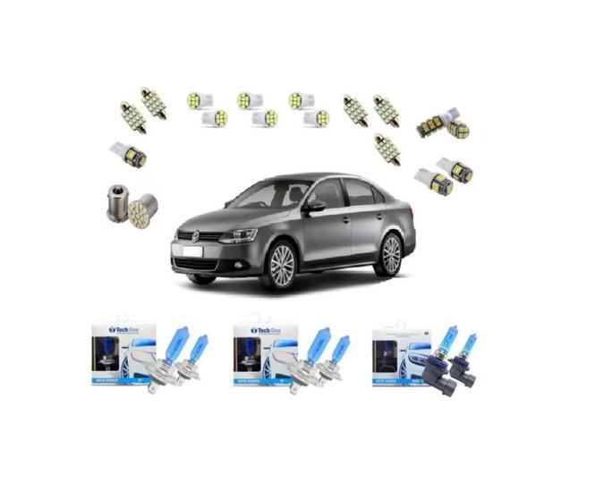 Imagem de Farol Jetta 2011/17 Kit Lâmpadas Techone + Kit Leds