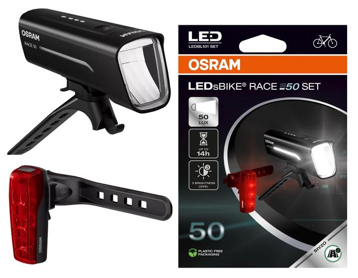 Imagem de Farol Lanterna Bike Frente Tras Regarregavel Osram Race50SET